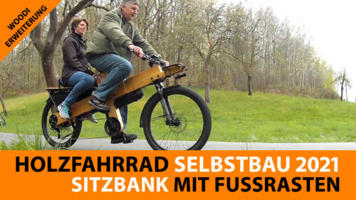 Holz Fahrrad mit Sitzbank und Fußrasten für Beifahrer/Inr